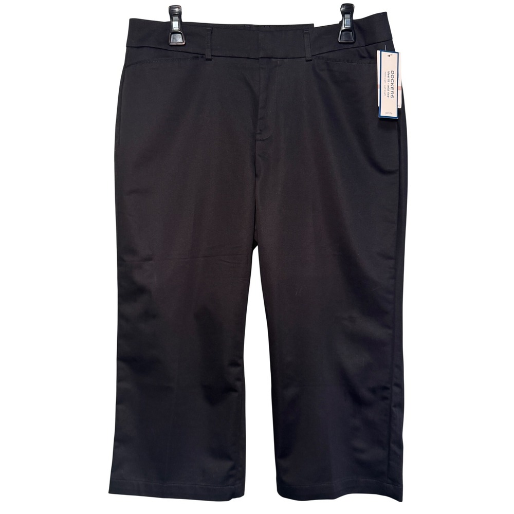 Dockers Women's Metro Capri Cropped Pants Black Ideal Fit Mid Rise 12P NEW